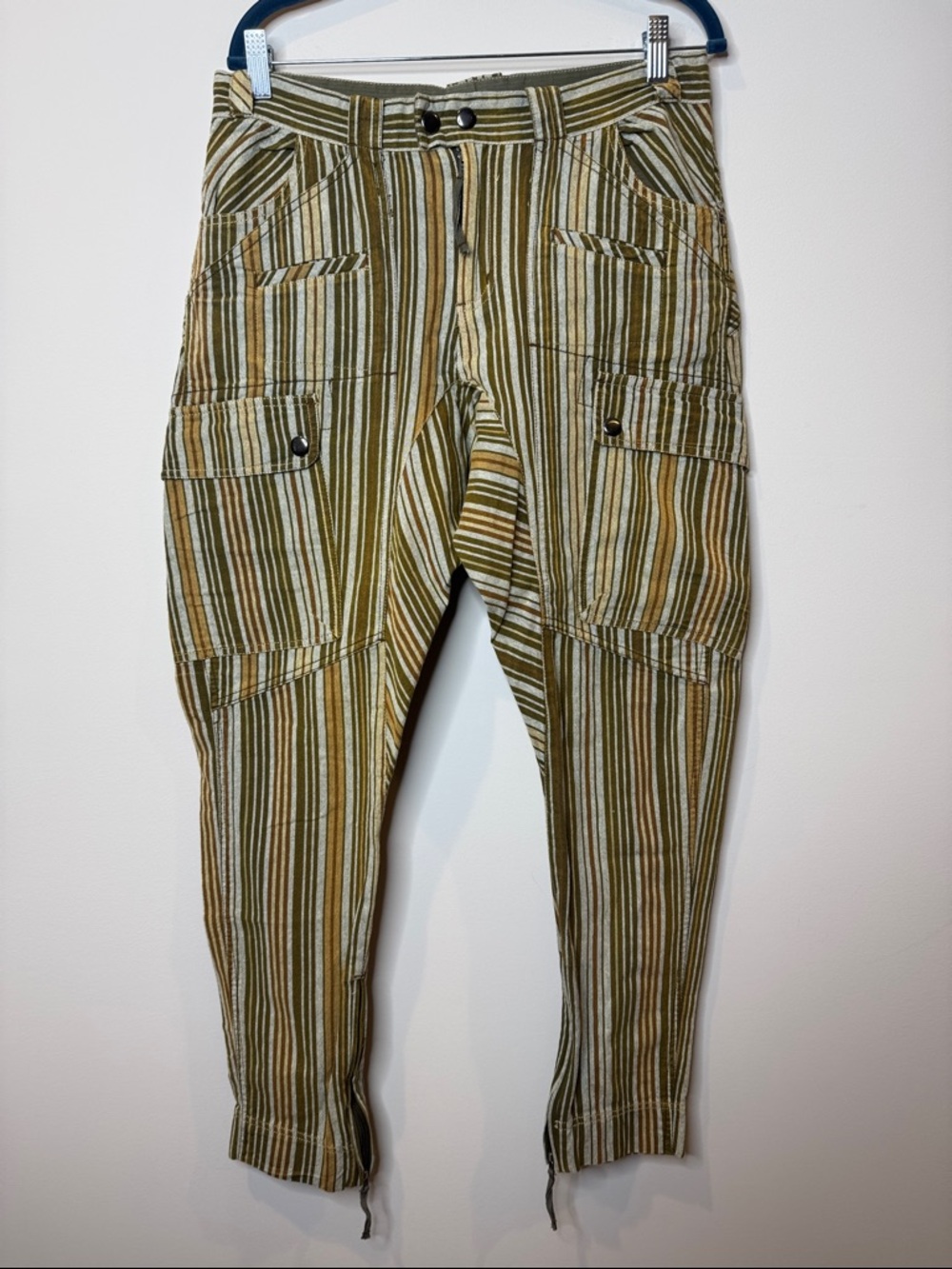 Free People Break the Rule Harem Striped Cotton Boho Academia Pants Size 6